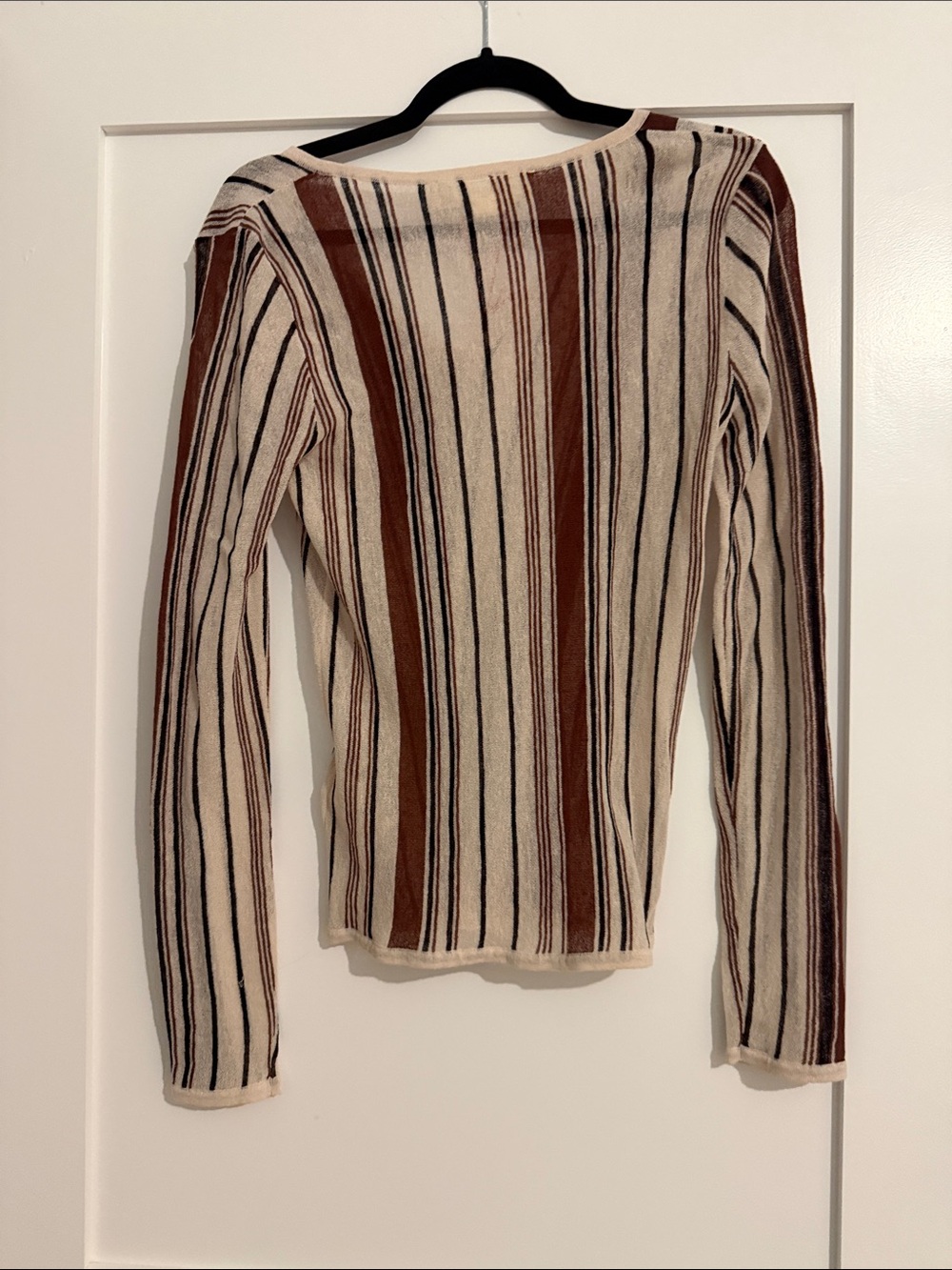 Zara Cream Sweater with Brown and Black Stripes - Picture 6 of 6